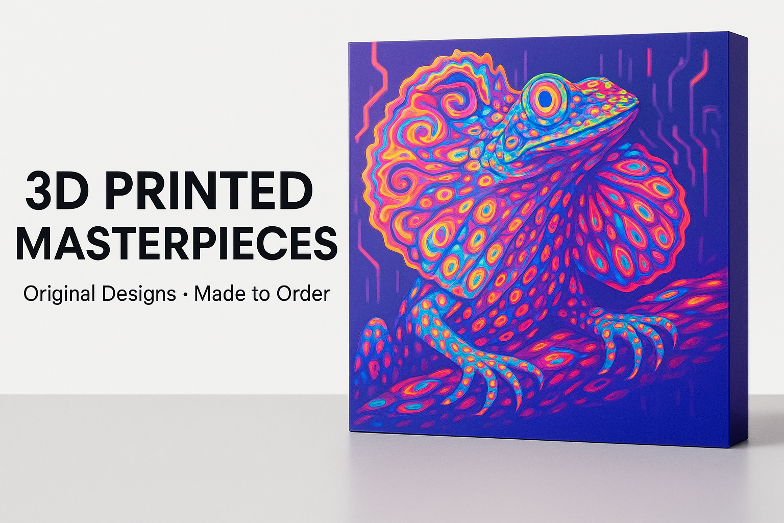 Generated banner for 3D printed art store